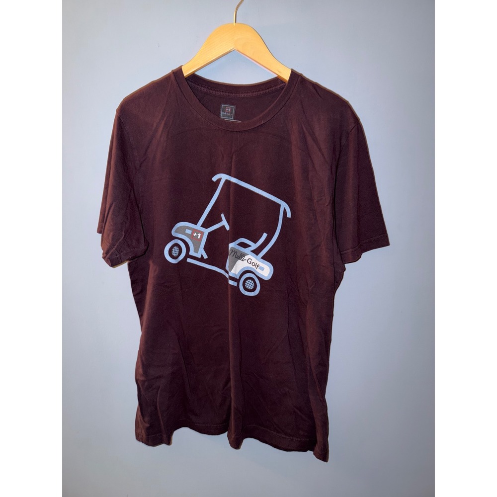 Mulli-Golf Mens Graphic T-Shirt XL Burgundy Cotton Golf Cart Short Sleeve Tee